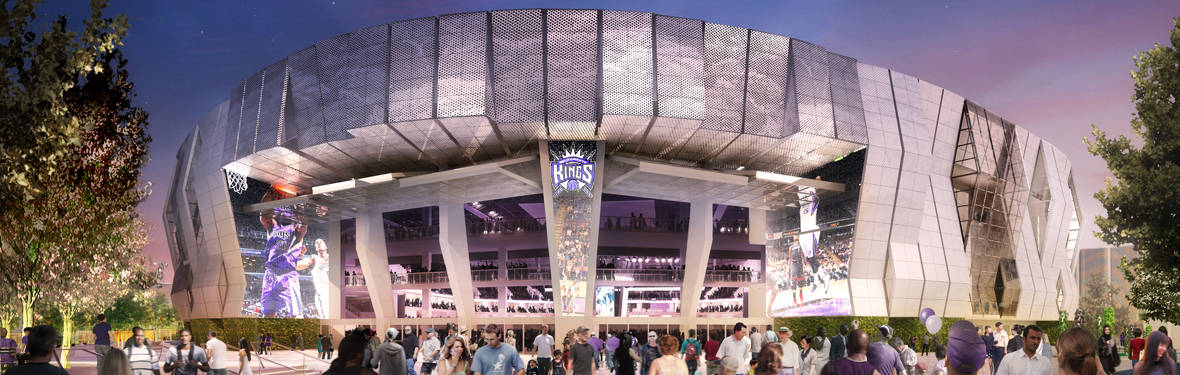 A rendering of the Golden 1 Center, which AECOM designed. Clients trust AECOM's architecture and design teams on the buildings and public spaces that shape communities and cities.