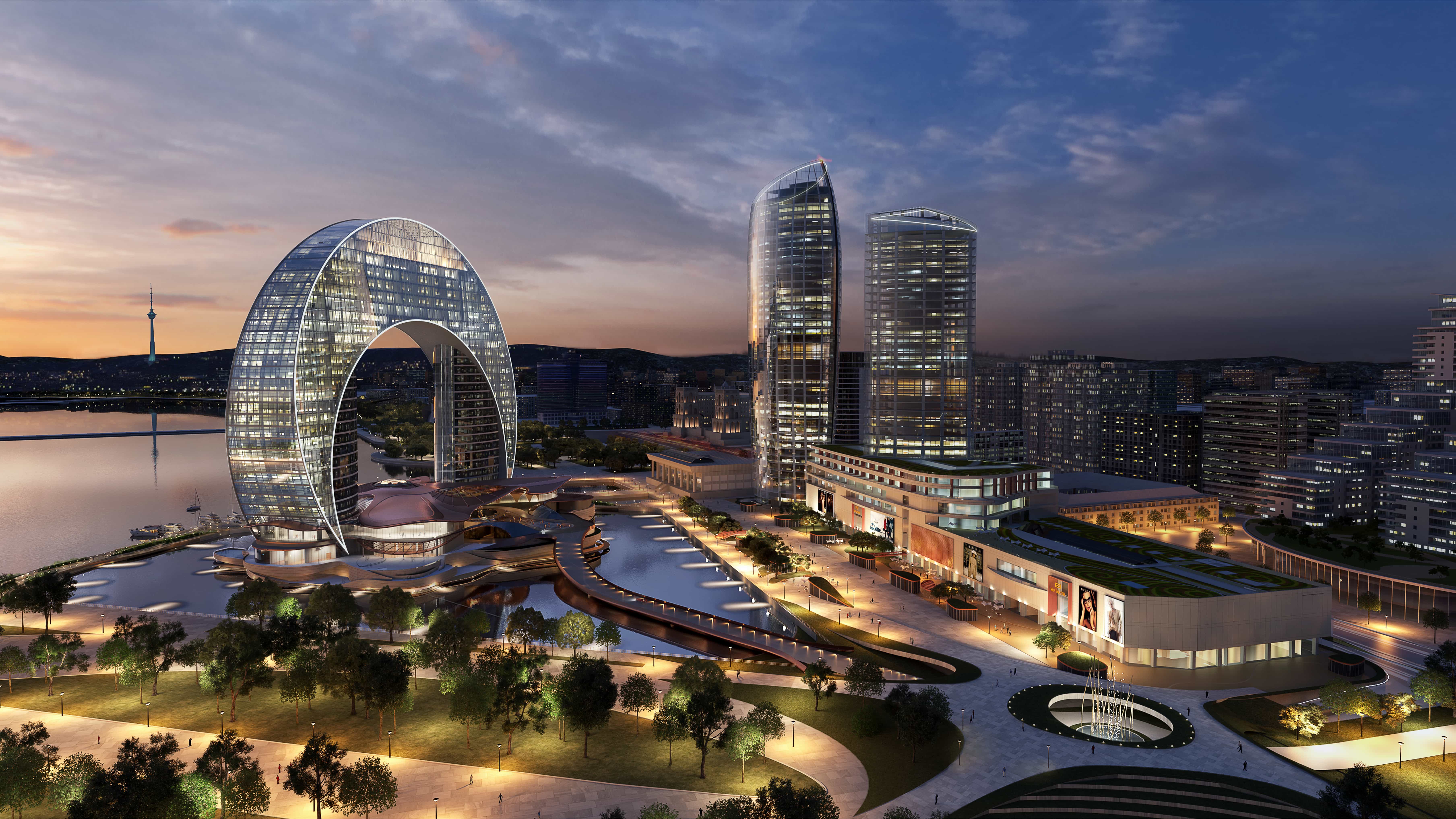 Фотографии 2023. Crescent Development Project Баку. The Crescent City Баку. Crescent Bay Баку. Здание полумесяц в Баку.
