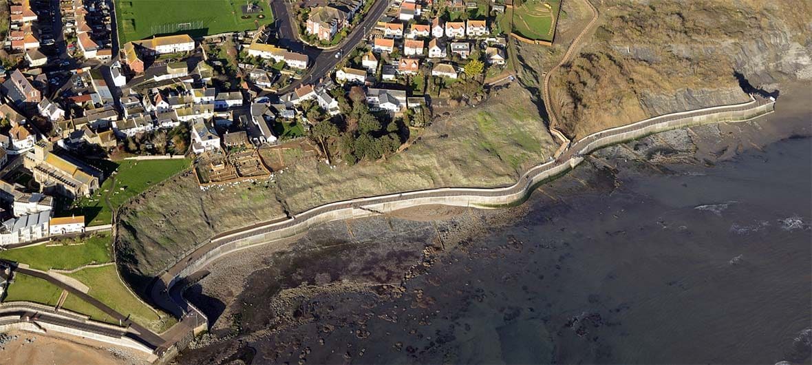 Aerial view of the sea wall