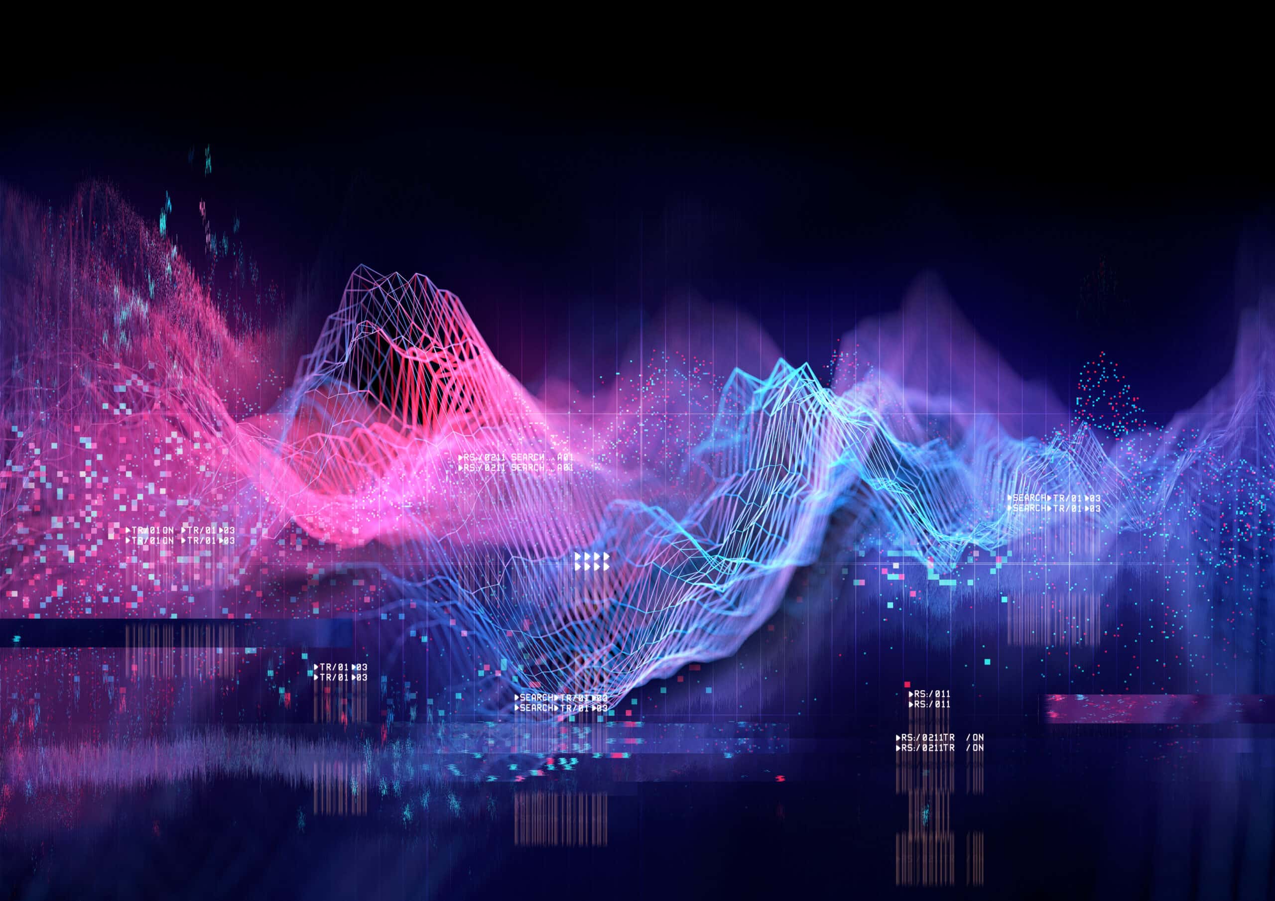 Abstract Visualisation of data and technology in graph form. 3D ...