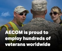 Button for AECOM veterans handout: AECOM is proud to employ hundreds of veterans worldwide