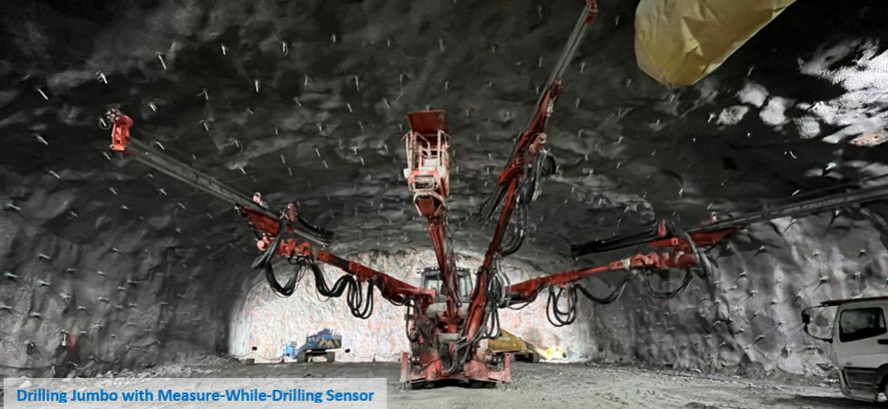 Drilling jumbo with Measure-While-Drilling sensors